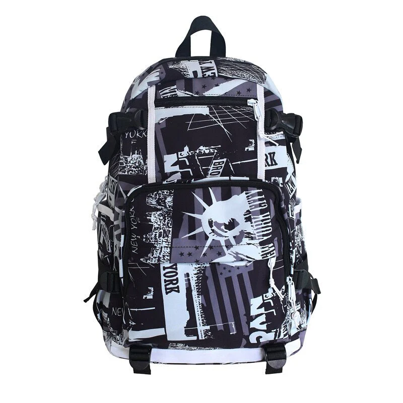 deanwangkt Harajuku Girl Male School Bag Female Graffiti Print Men Backpack Women Book Boy Bag Nylon Ladies Fashion Laptop Backpack Student - Deanwangkt