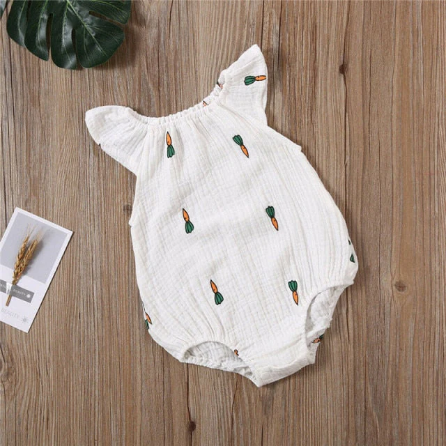 Baby Girls Romper Summer Infant Unisex Newborn Sleeveless Girls Print One-pieces Jumpsuit Baby Cotton Linen Soft Clothes Outfits - Deanwangkt
