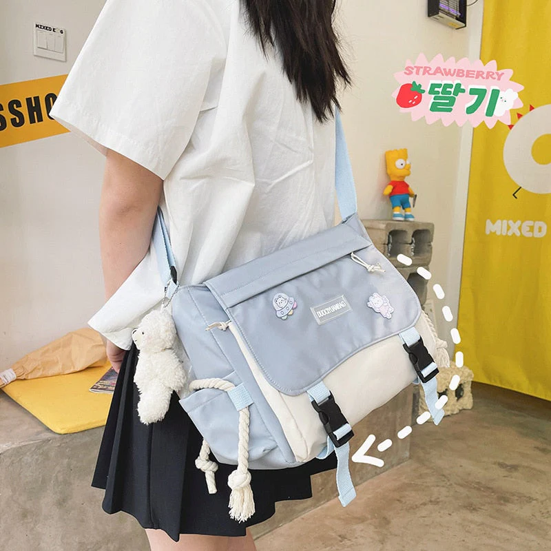 deanwangkt Ulzzang Casual Big Bag Women Student School Bags For Teenage Girls Messenger Bag Shoulder Bag Crossbody Bags Women Bolsa Feminin - Deanwangkt