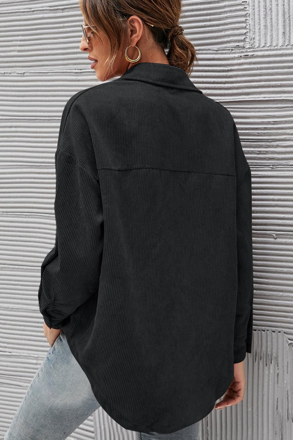 deanwangkt Button Front Drop Shoulder Corduroy Shirt - Deanwangkt