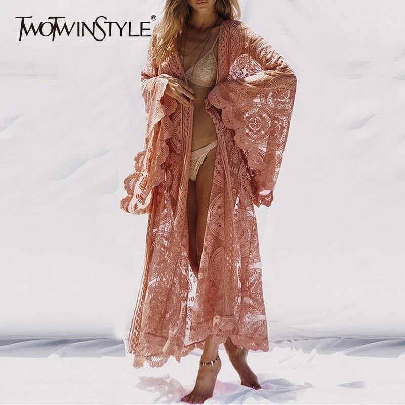 deanwangkt Lace Women Shirt Tops Lace Up Flare Sleeve Maxi Blouse Female  Summer Fashion Vacation Style Clothes Plus Size - Deanwangkt