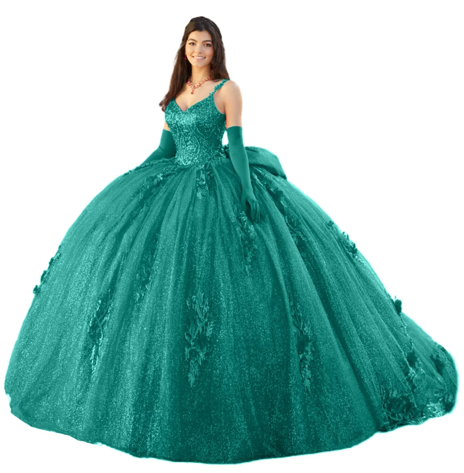 deanwangkt  Sequins Quinceanera Dresses  Sweet 15 Ball Gowns Crystal Bow Flower Lace Luxuy Girls Birthday Evening Formal Party Beaded Women - Deanwangkt