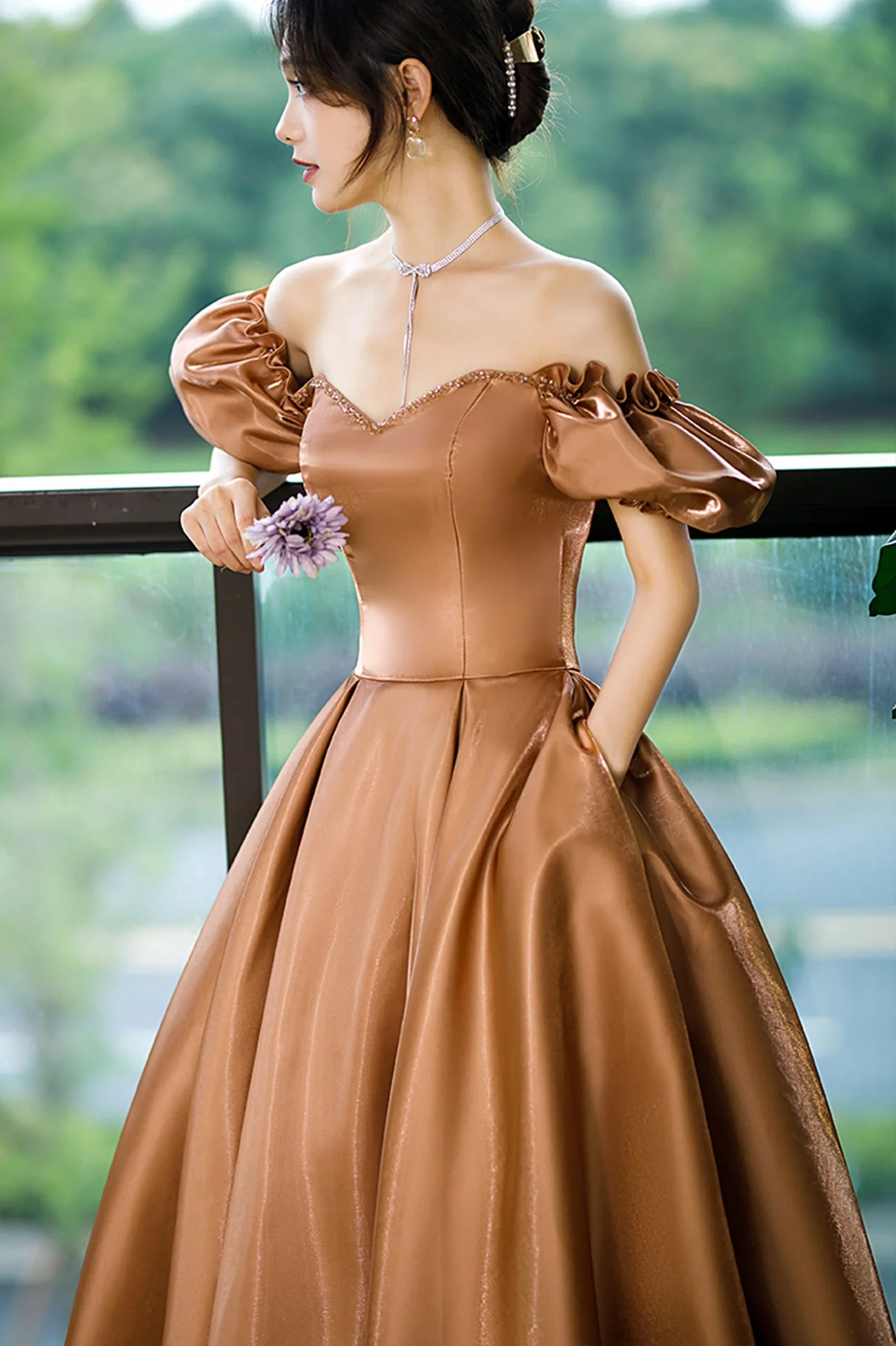 solvbao Cute Satin Long Prom Dresses, A-Line Evening Dresses - Deanwangkt