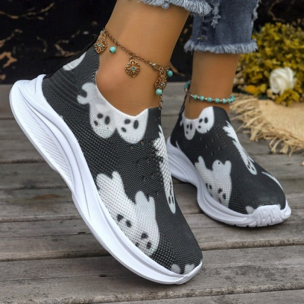 deanwangkt - Black Casual Patchwork Printing Round Comfortable Out Door Shoes - Deanwangkt
