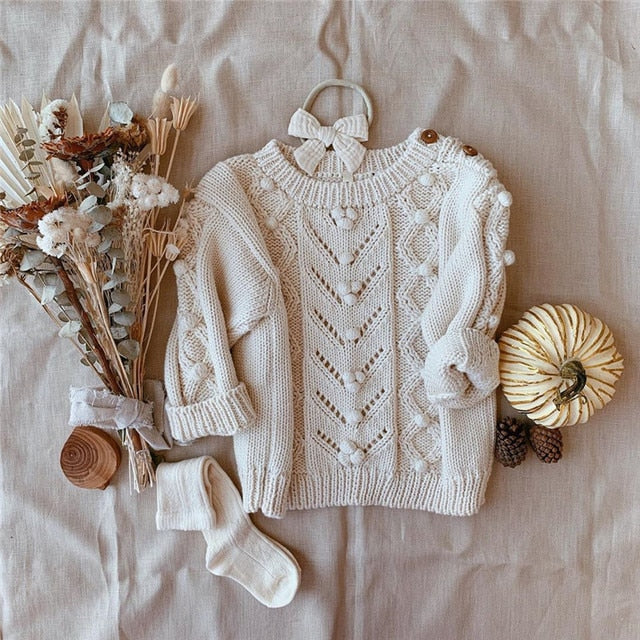 EnkeliBB Baby  Winter Kniting Coat and Hat Sweaters Lovely Rainbow Pattern Kids Girls Sweaters Baby Warm Brand Clohes - Deanwangkt