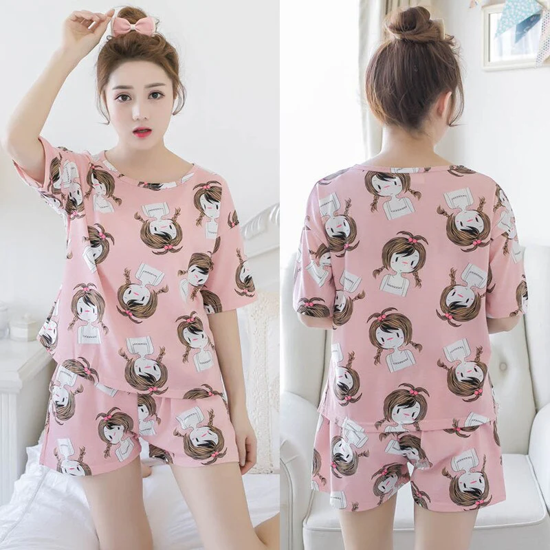 Girl Sleepwear Cartoon Summer Women Pajamas Set Pijama Short Women Pyjamas Suit Female Clothing  Nightwear - Deanwangkt