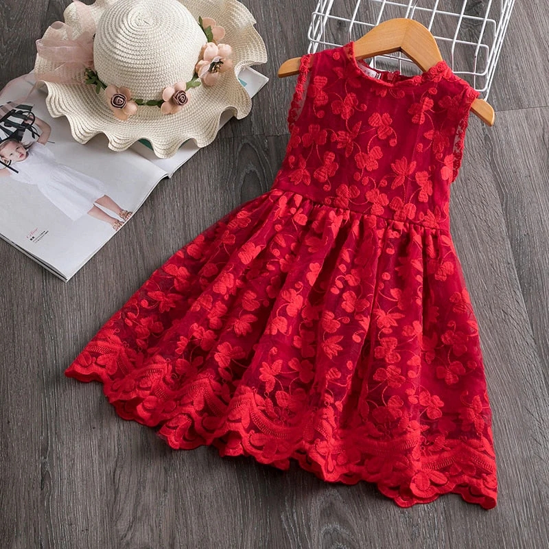 deanwangkt Elegant Flower Girls Dress Wedding Party Princess Dress Casual Kids Clothes Lace Long Sleeves Dress Children's Vestidos For 3-8T - Deanwangkt