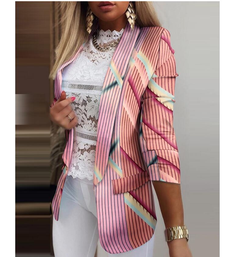 deanwangkt Office Ladies Autumn Simple Solid Blazer Coats Elegant Turn-Down Collar Cardigan Outerwear Suit Casual Long Sleeve Women Jackets - Deanwangkt