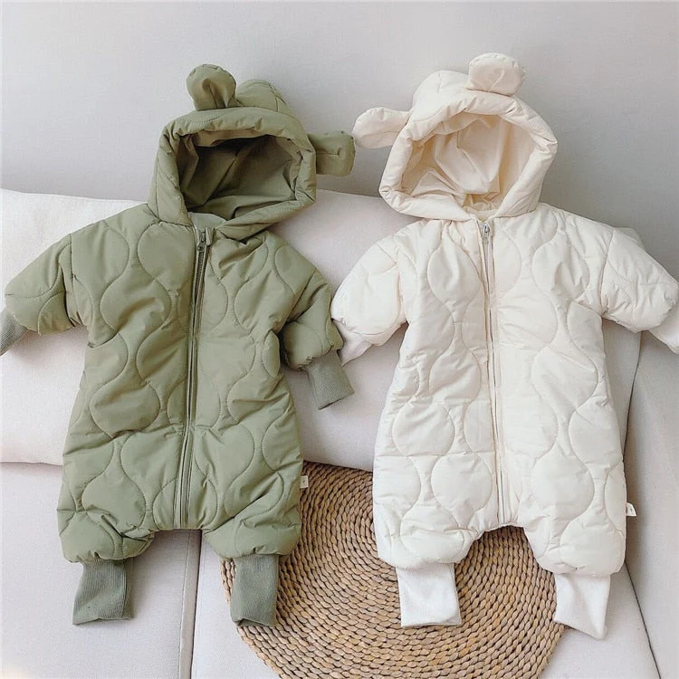 deanwangkt Newborn Girl Jumpsuit Hooded Winter Infant Overalls Baby Born Clothes Boy Warm Snowsuit Coat Kid Bear Romper Toddler Outerwear - Deanwangkt