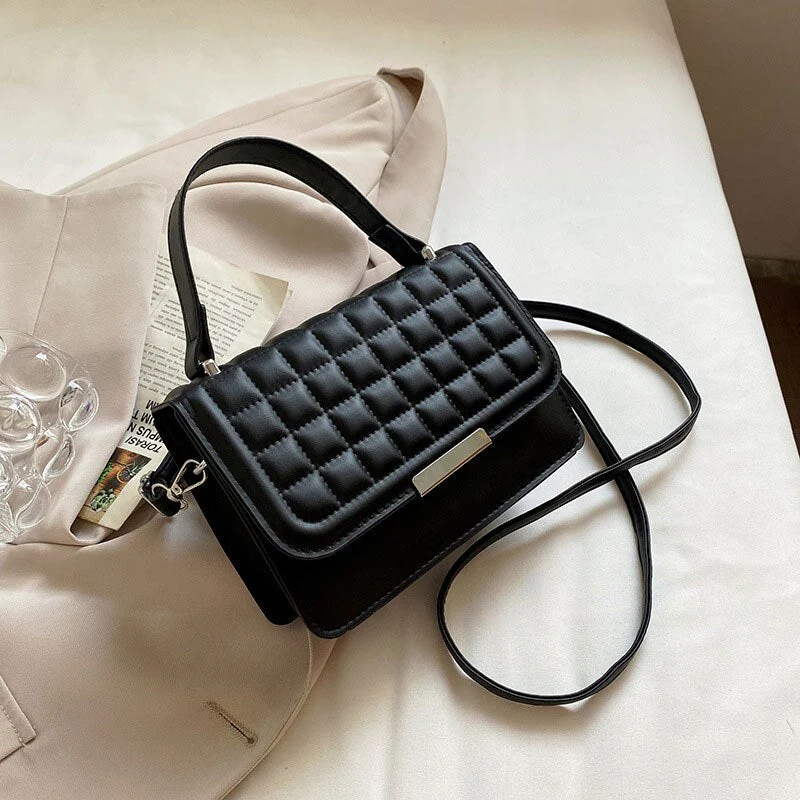 deanwangkt  BACK TO COLLEGE     Summer Fashion Solid Color Square Handbags For Women High Quality Pu Leather Shoulder Trend Plaid Female Crossbody Bag - Deanwangkt