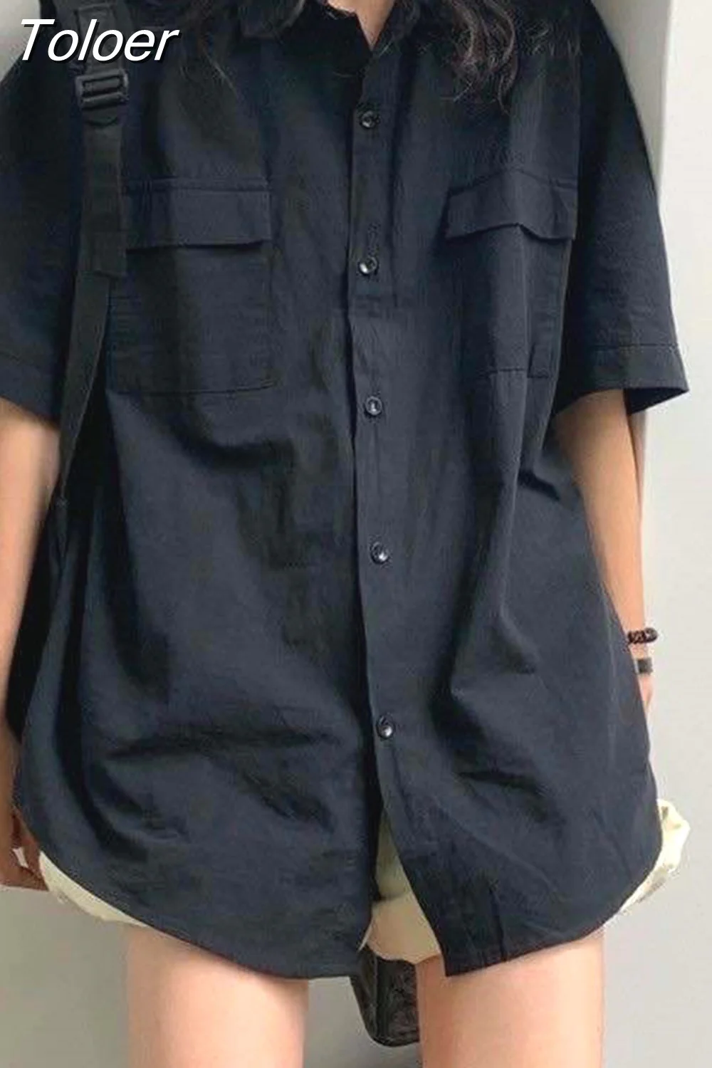 deanwangkt  Short Sleeve Shirt Women White Turn Down Collar Basic Casual Teen Gril Student Oversize Shirt Women Loose Blouse - Deanwangkt