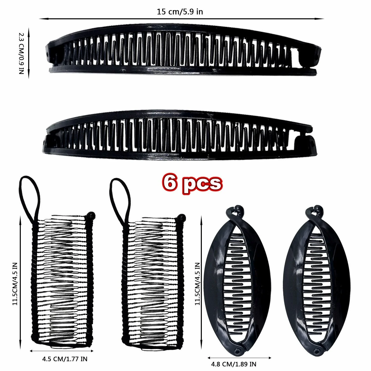 deanwangkt Fish clip set-Banana hair clips Fish hairpin combs Fashion combs Hot style Ponytail Banana clip hair combs Flat clamp for women - Deanwangkt