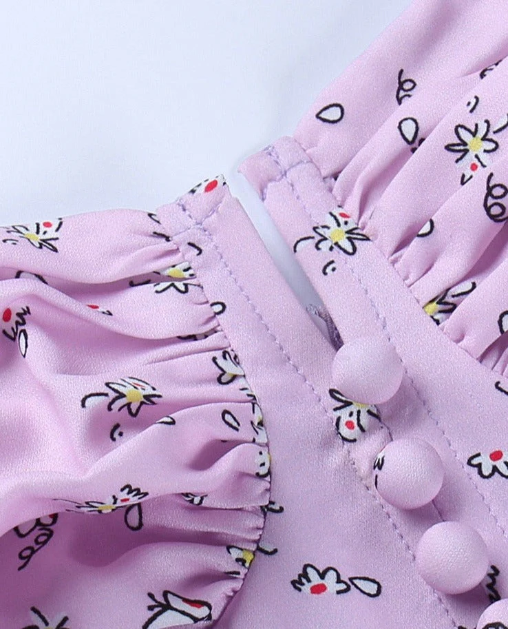 deanwangkt Forefair Floral Print Corset Spaghetti Strap Dresses Women Sexy Backless Spring Summer Ruffle Casual Vintage Mini Dress  Summer Fairy Dress - Deanwangkt