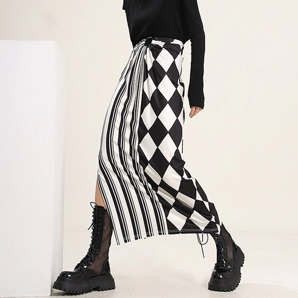 deanwangkt Patchwork Plaid Color Block Skirt For Women Lapel Long Sleeve Loose Casual Blouses Female Fashion Clothes Style New - Deanwangkt