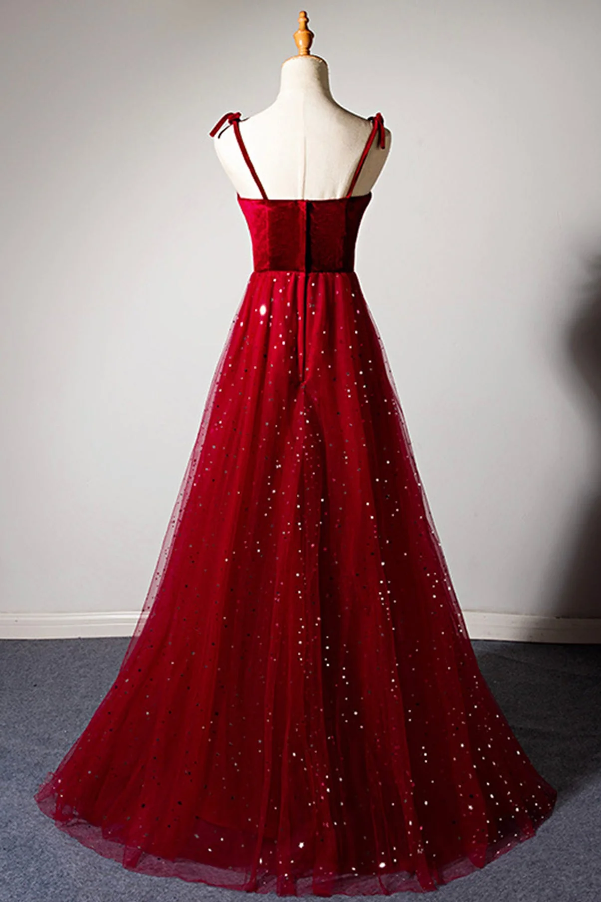 solvbao Burgundy Velvet Long Prom Dresses, A-Line Evening Dresses - Deanwangkt