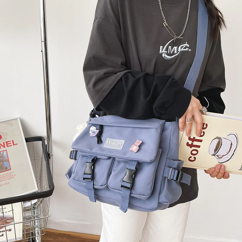 deanwangkt  New Student Fashion Bag Women Nylon Bag Crossbody Bags For Women Multipockets Messenger Bag Book Bags School Bags Shoulder Bag - Deanwangkt