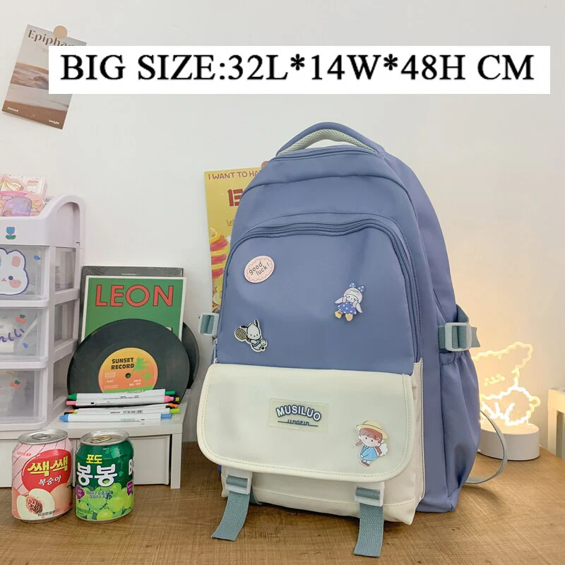 Back to school  Cute Girl Waterproof Backpack Fashion Travel Women Mochila Rucksack Nylon Bookbag for Teens Schoolbag Black Laptop Bag - Deanwangkt