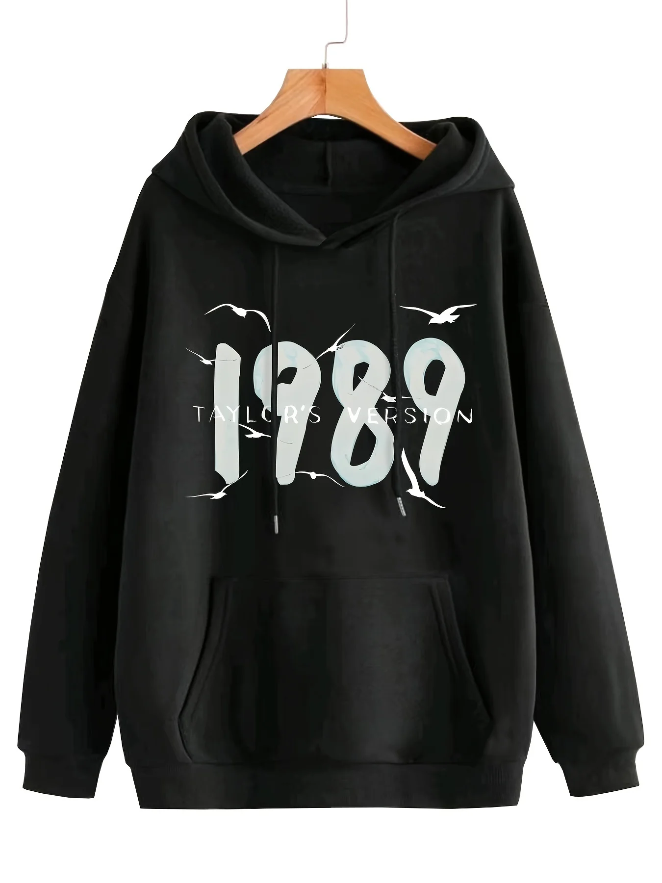 Number 1989 Graphic Fleece Lined Casual Sports Hoodie,Long Sleeve Drawstring Pullover Pocket Front Hooded Sweatshirt,Women's Sporty Sweatshirts - Deanwangkt