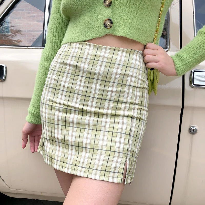 deanwangkt - Cara Plaid Skirt // Green - Deanwangkt