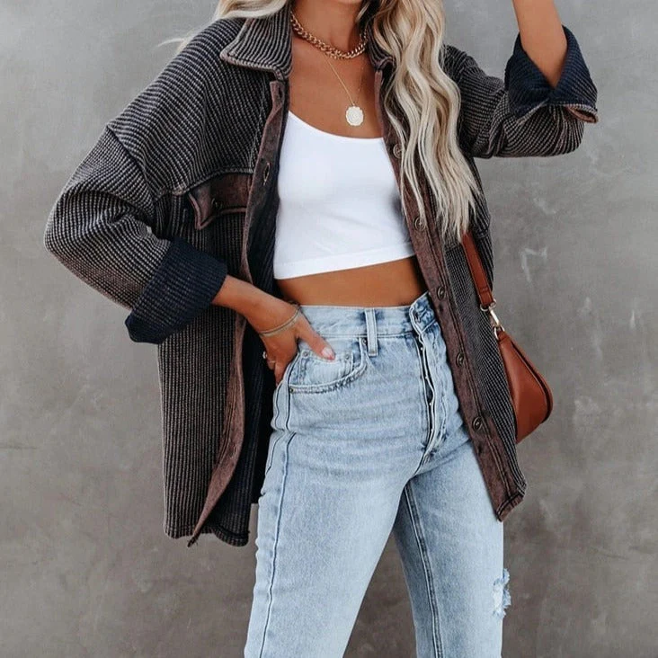 deanwangkt Women Autumn Jacket Overshirt Long Checkered Jacket Female Long Sleeve Winter Coat Shirt Manteau Femme Hiver Chaqueta Mujer - Deanwangkt