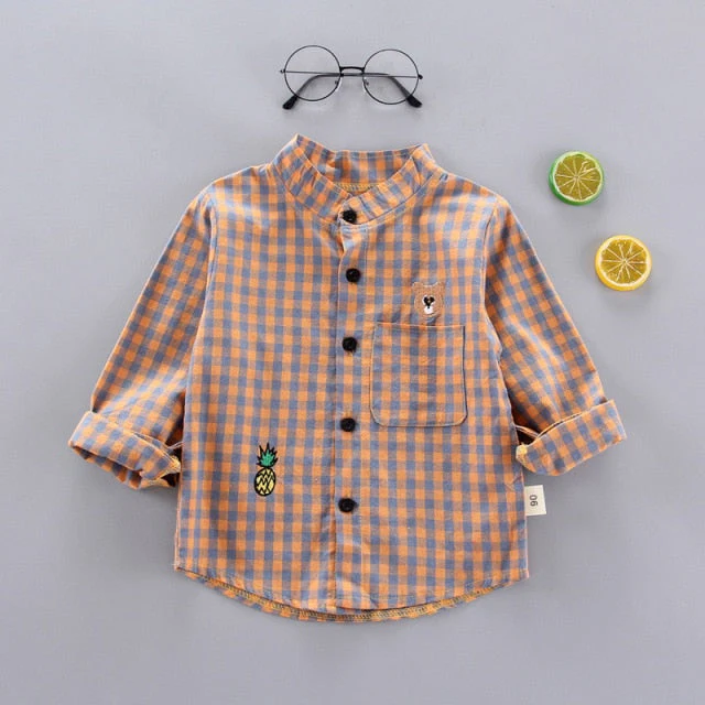 deanwangkt  Kids Shirt Clothes Spring Thin Blouses Clothing Infant Boy Plaid Cotton Tops 1 2 3 4 Years Kids Long Sleeves Shirt - Deanwangkt