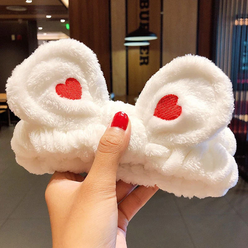 Wash Face Hair Holder Hairbands Soft Warm Coral Fleece Bow Animal Ears Headband For Women Girls Turban Fashion Hair Accessories - Deanwangkt