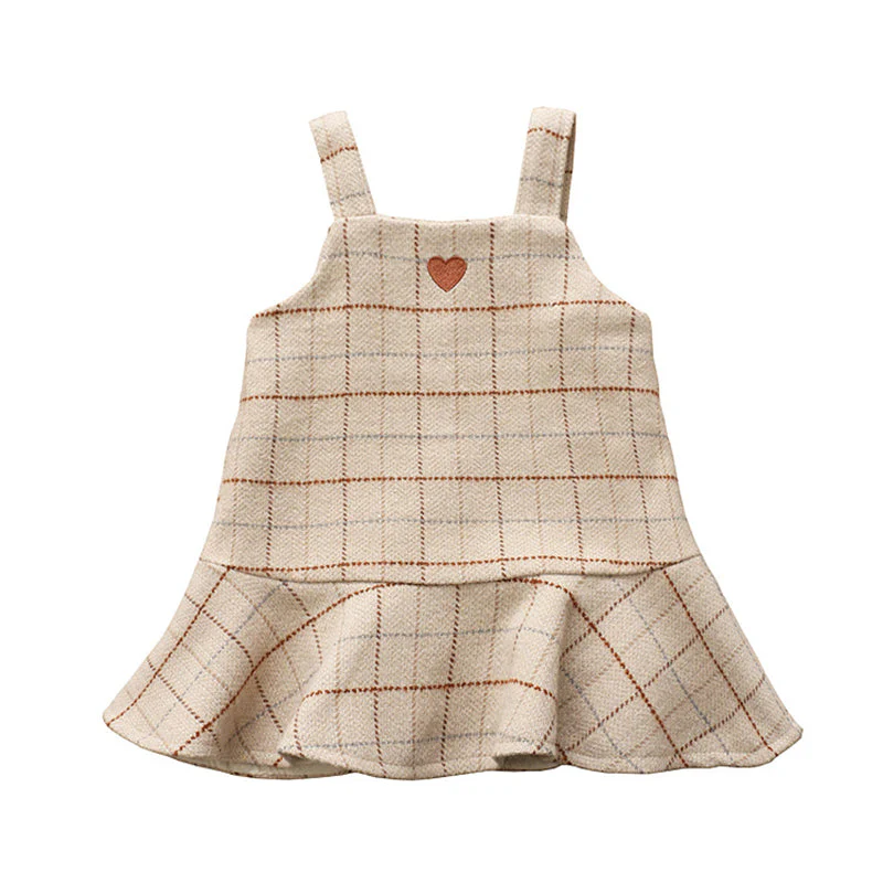 deanwangkt Baby Girl Clothes  Children Suits Korean Version Small Fragrance Girl Plaid Doll Collar Jacket + Love Vest Skirt 2Pcs Clothes Suit Wool Coat - Deanwangkt