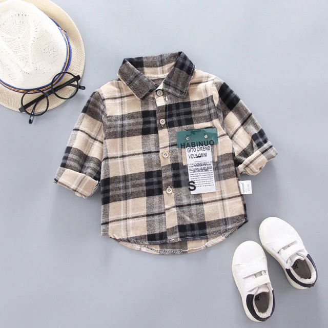 deanwangkt  Kids Shirt Clothes Spring Thin Blouses Clothing Infant Boy Plaid Cotton Tops 1 2 3 4 Years Kids Long Sleeves Shirt - Deanwangkt