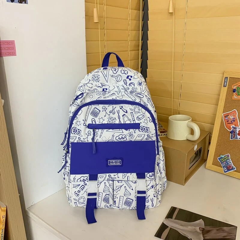 BACK TO COLLEGE  Fashion Waterproof Graffiti Backpack for Teens Student Bookbag Girl Shoolbag Travel Women Mochila College Laptop Bag - Deanwangkt