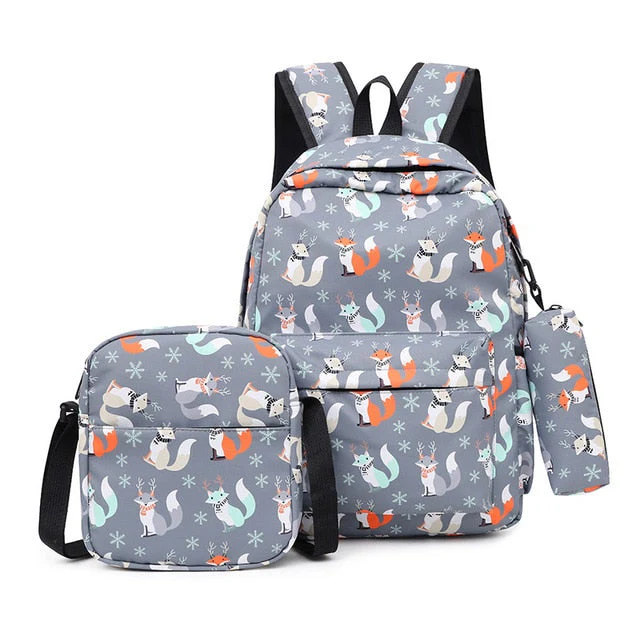 deanwangkt 3pcs/set Printing School Bags Backpacks Schoolbag Fashion Kids Lovely Backpack For Children Girls School bag Student Mochila sac - Deanwangkt