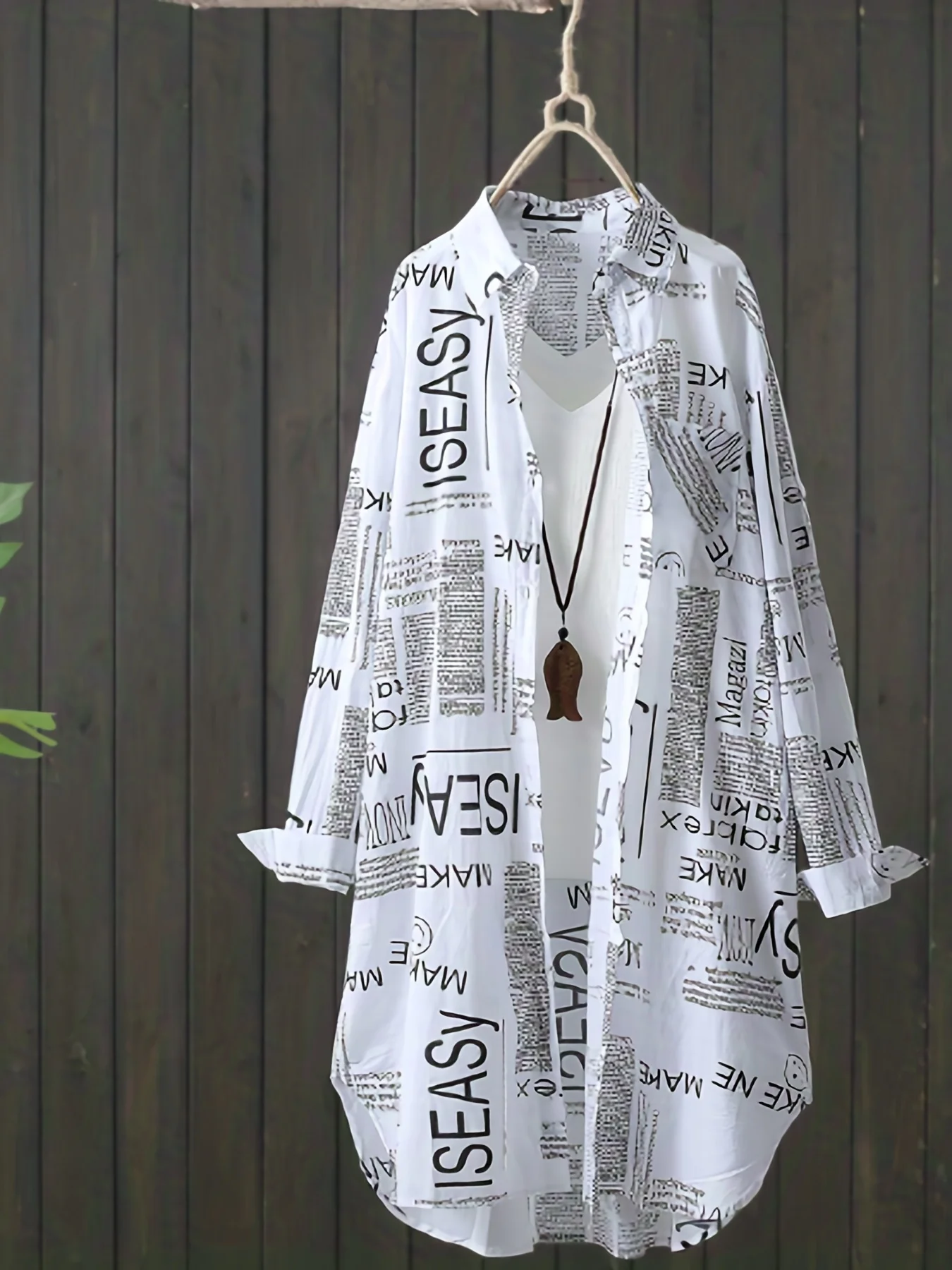 deanwangkt Plaid Print Dipped Hem Shirt, Casual Mid Length Button Front Turn Down Collar Long Sleeve Shirt, Women's Clothing - Deanwangkt