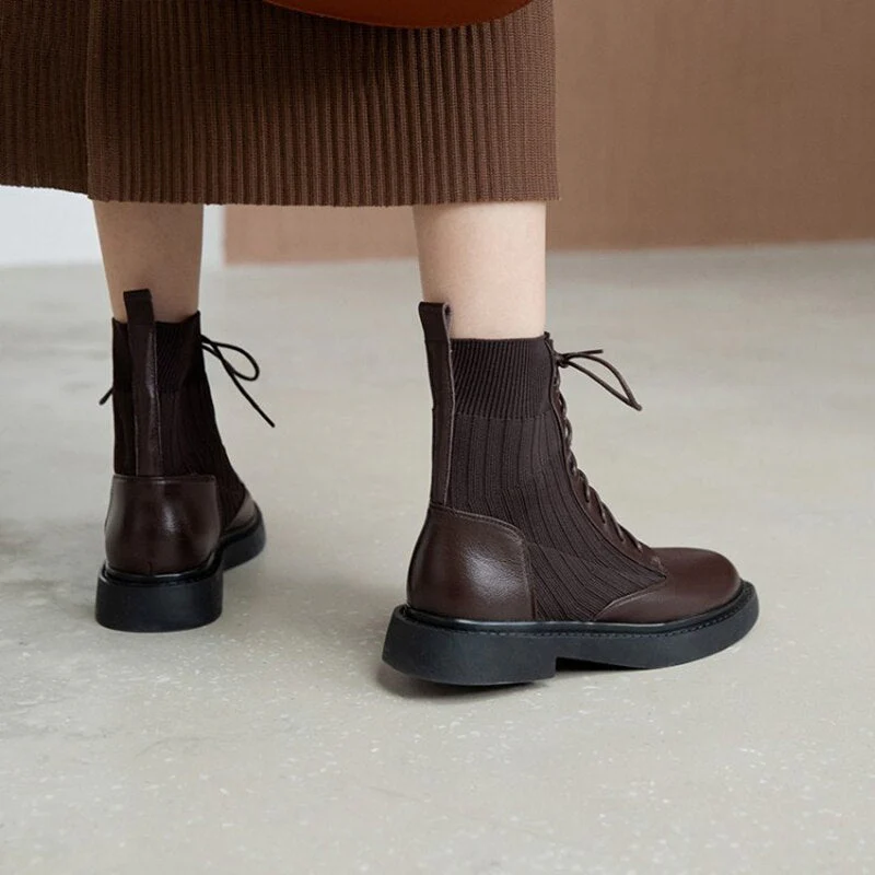 deanwangkt  fashion inspo    New Autumn/Winter Women Shoes Cow Leather Round Toe Low Heel Boots Women Casual Short Boots for Women Female Modern Boots - Deanwangkt