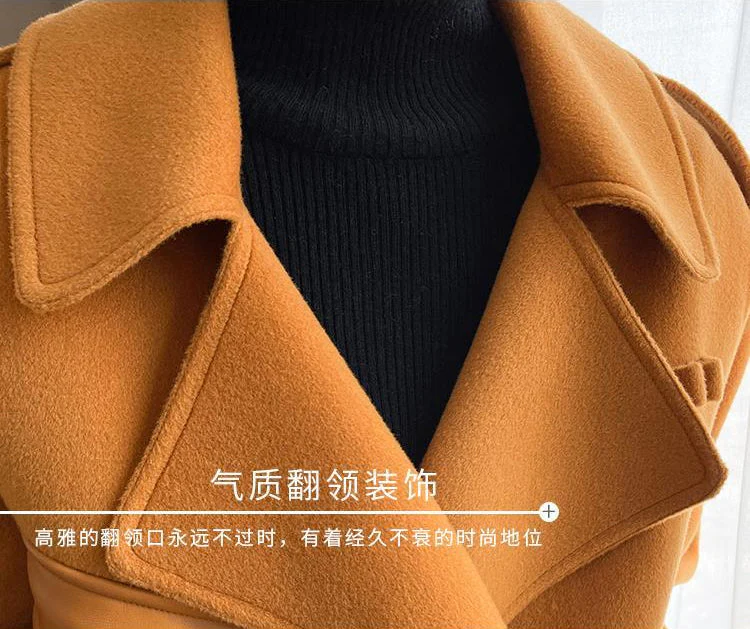deanwangkt Women's Autumn Coat  Pockets Solid Loose Short Jackets Ladies Wool & Blends High Street Spring Woolen Coats for Women - Deanwangkt