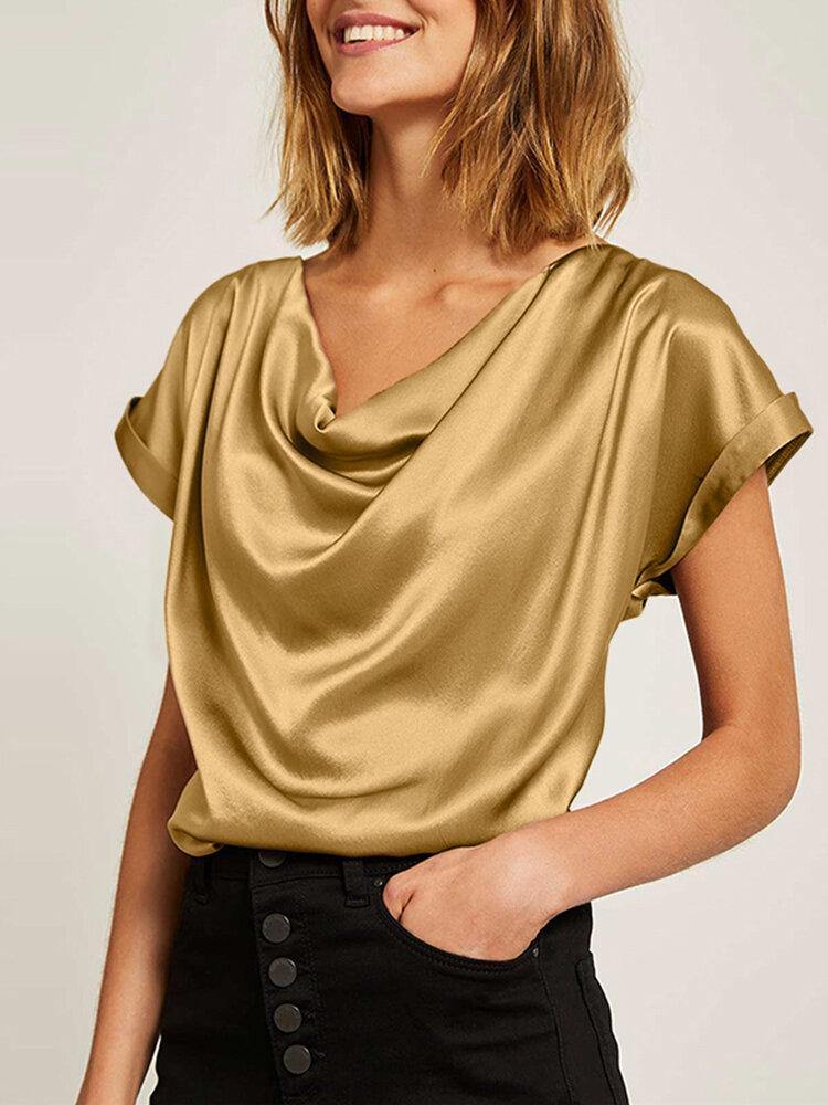 deanwangkt Daily Swing Collar Bat Short Sleeve Loose Shirt - Deanwangkt