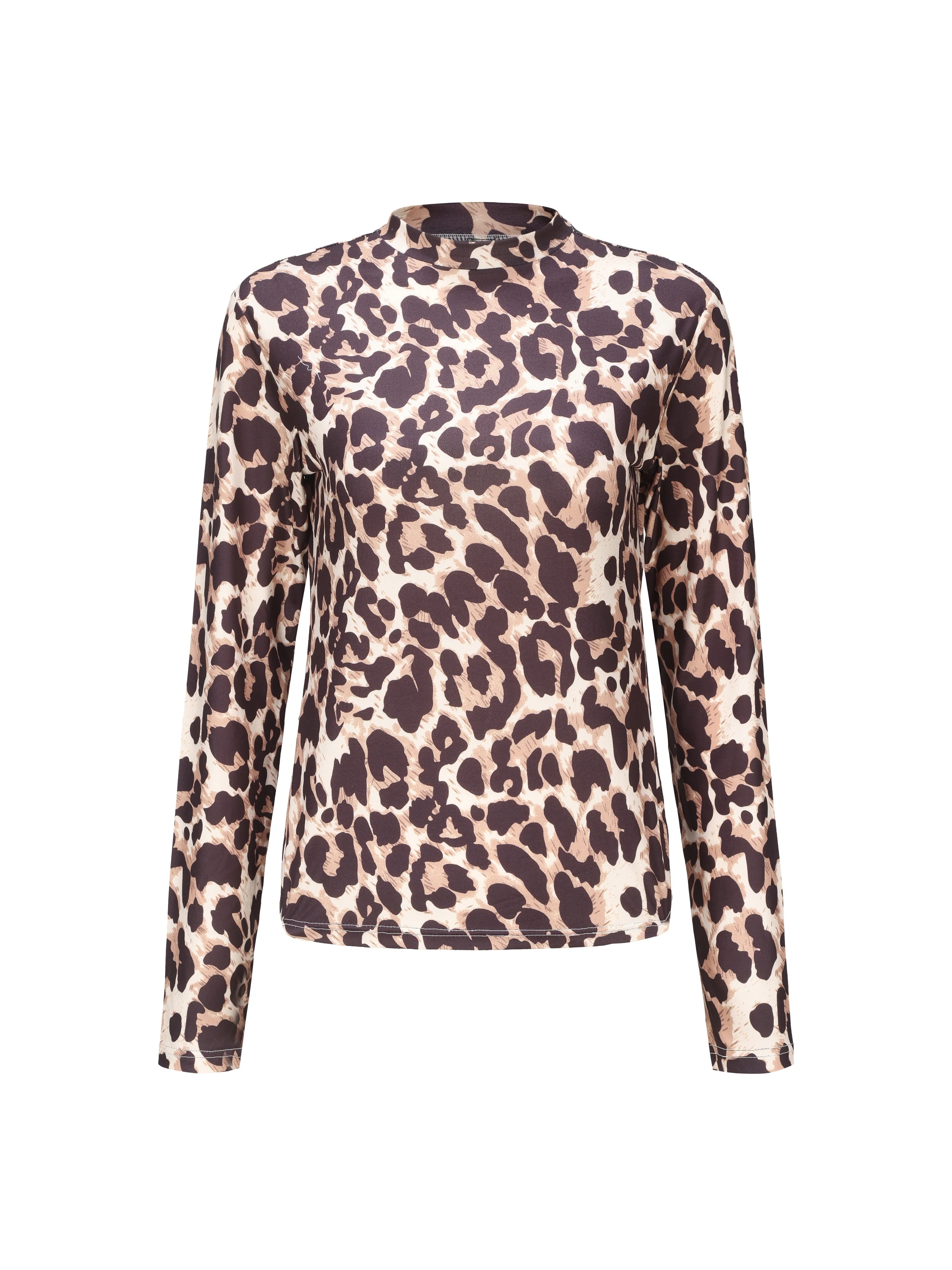 deanwangkt-1 Y2K Anime Print T-Shirt, Long Sleeve High Neck Casual Top, Women's Clothing - Deanwangkt