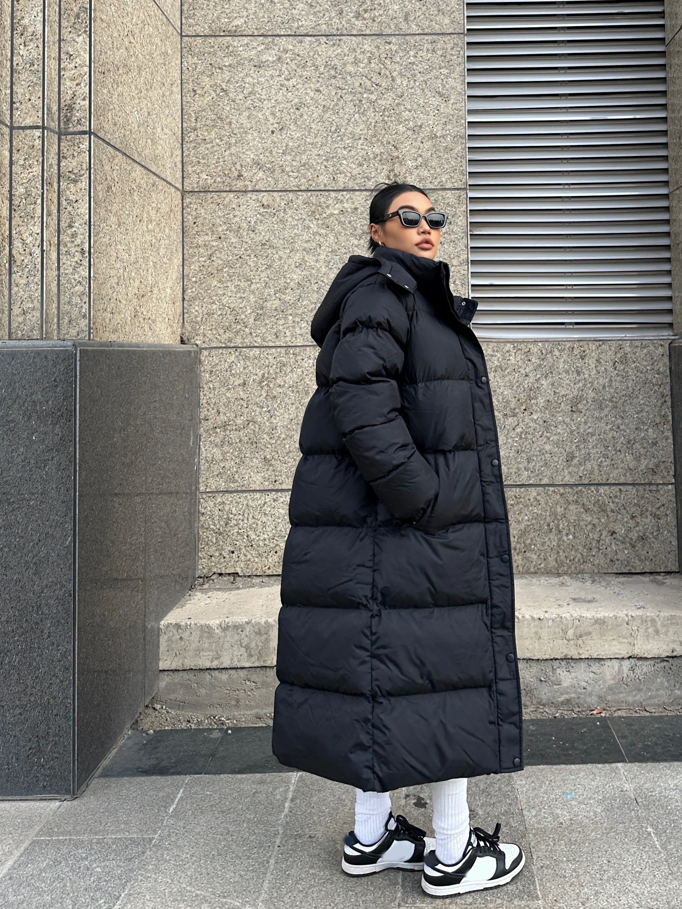 Long Length Hooded Parka, Casual Button Front Winter Warm Outerwear, Women's Clothing - Deanwangkt