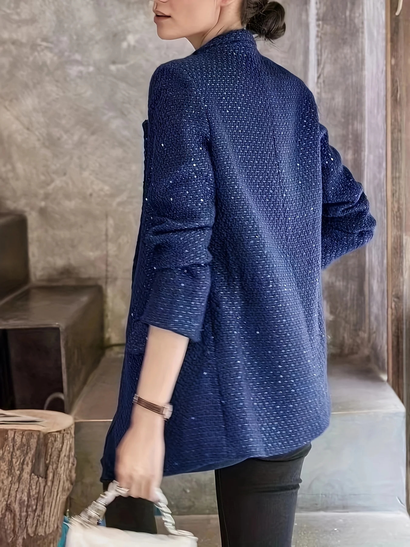 deanwangkt-1 Solid Button Front Slim Blazer, Casual Long Sleeve Lapel Blazer For Office, Women's Clothing - Deanwangkt