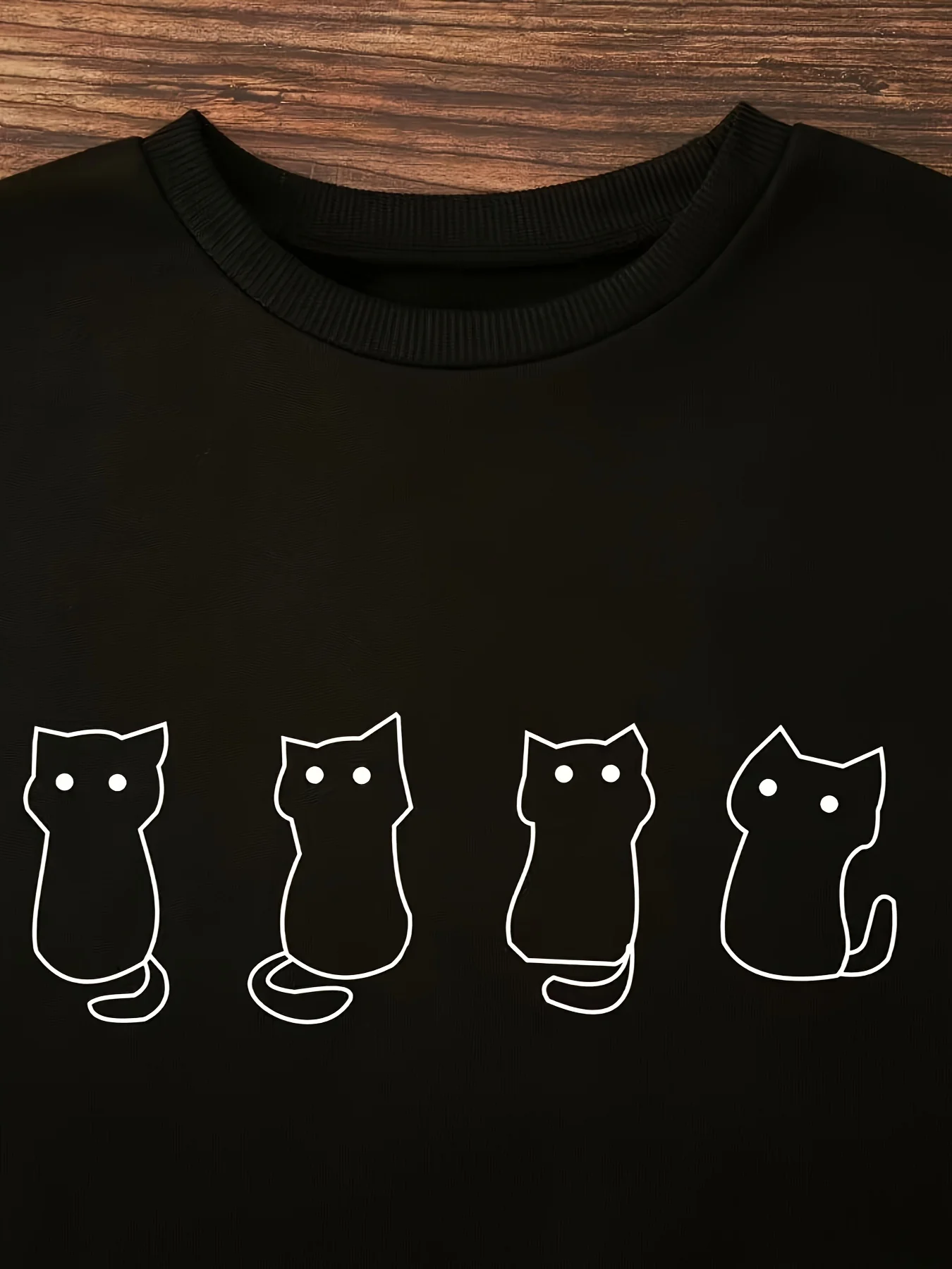 deanwangkt  Cat Print Pullover Sweatshirt, Casual Long Sleeve Crew Neck Sweatshirt For Fall & Winter, Women's Clothing - Deanwangkt