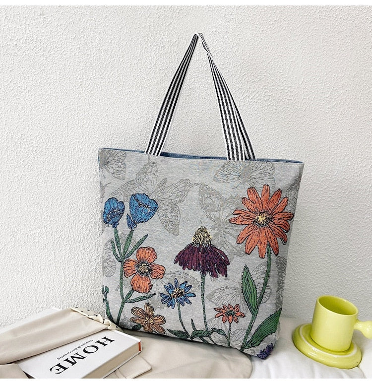 deanwangkt  Fashion Folding Women Big Size Handbag Tote Ladies Casual Flower Printing Canvas Graffiti Shoulder Bag Beach Bolsa Feminina - Deanwangkt