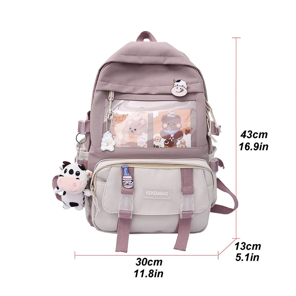 deanwangkt  Girls Aesthetic Backpack Cute School Bags For Student Teens Girls Pockets Kawaii Women Laptop Backpack Harajuku Mochila - Deanwangkt