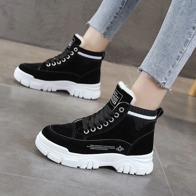 DEANWANGKT Ladies Casual Shoes Lace-Up Fashion Sneakers Platform Snow Boots Winter Women Boots Warm Plush Women's Shoes  Zapatos De Mujer - Deanwangkt