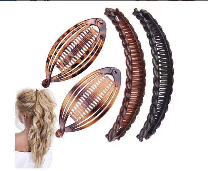deanwangkt Fish clip set-Banana hair clips Fish hairpin combs Fashion combs Hot style Ponytail Banana clip hair combs Flat clamp for women - Deanwangkt