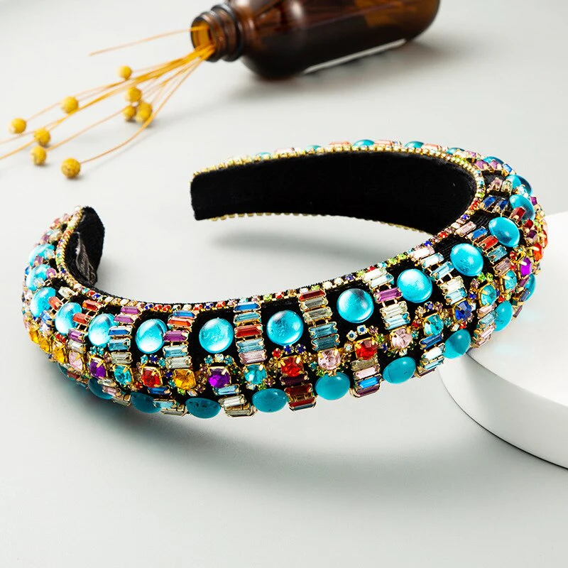 Baroque Hand Made Pearl Beading Gemstone Retro Luxury Hairbands ZA Hair Accessories Hair Bows Flower Crown Headbands For Women - Deanwangkt