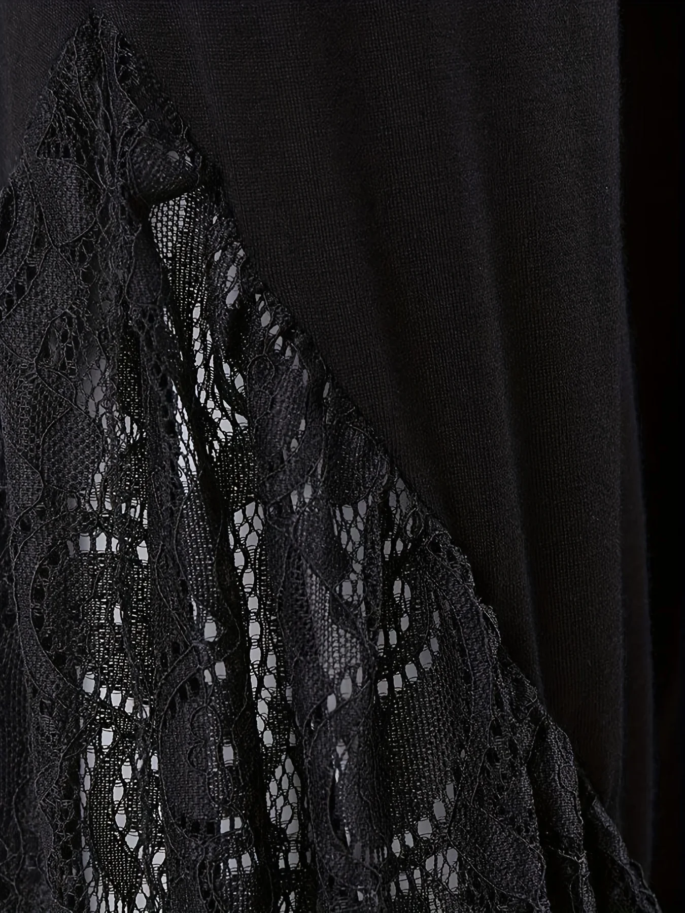 Plus Size Casual Pants, Women's Plus Plain Contrast Lace High Stretch Skinny Flare Leg Pants - Deanwangkt