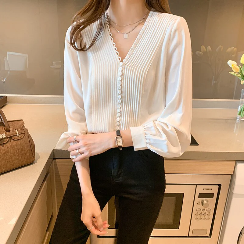 deanwangkt France style ladies shirts Women's Blouses  Spring Autumn Long Sleeve Shirts Tops Blusas Mujer - Deanwangkt