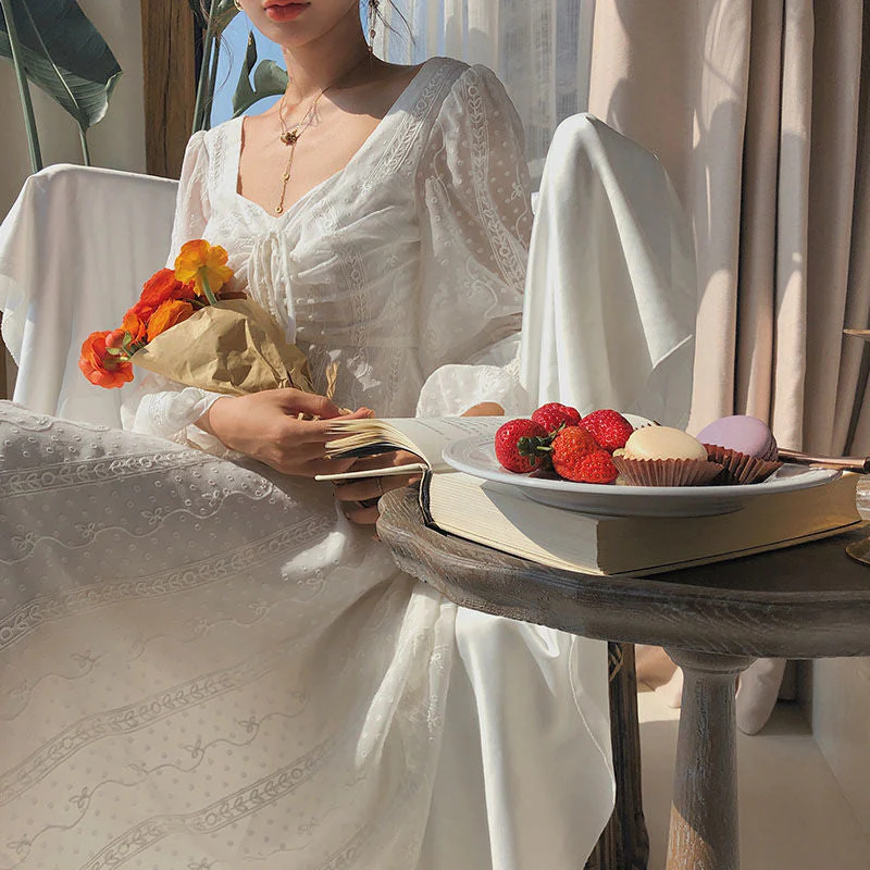 Vintage Fairy Dress Women Elegant Designer Chiffon Dress Long Sleeve French Party Midi Dress Casual Women's Clothing Autumn - Deanwangkt