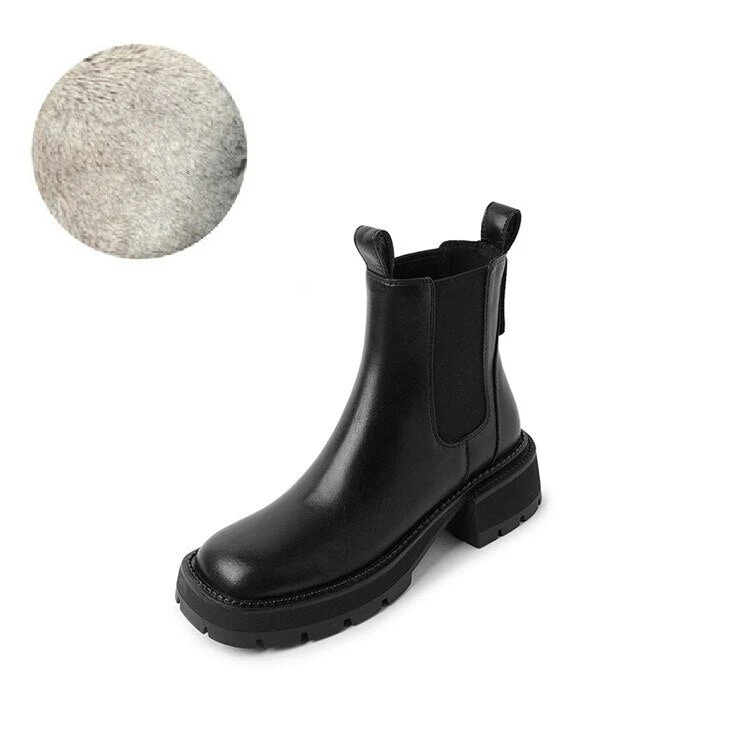 deanwangkt Autumn Shoes    NEW Fall/Winter Women Boots Round Toe Chunky Heel Shoes Women Split Leather Ankle Boots Platform Shoes Women Short Modern Boots - Deanwangkt