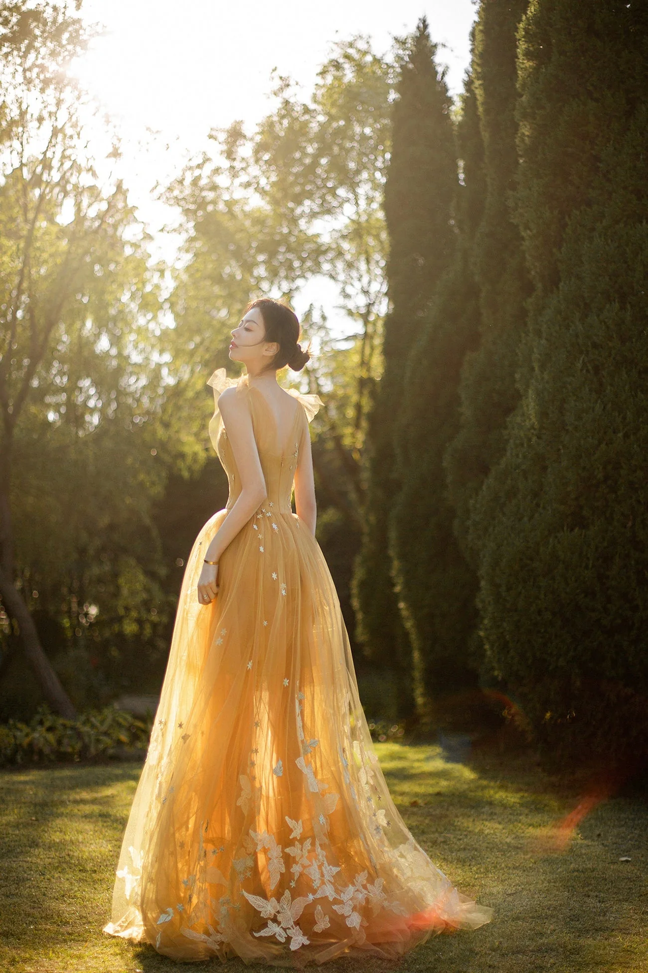 solvbao Yellow Tulle Lace Long Prom Dresses, A-Line Evening Gowns - Deanwangkt