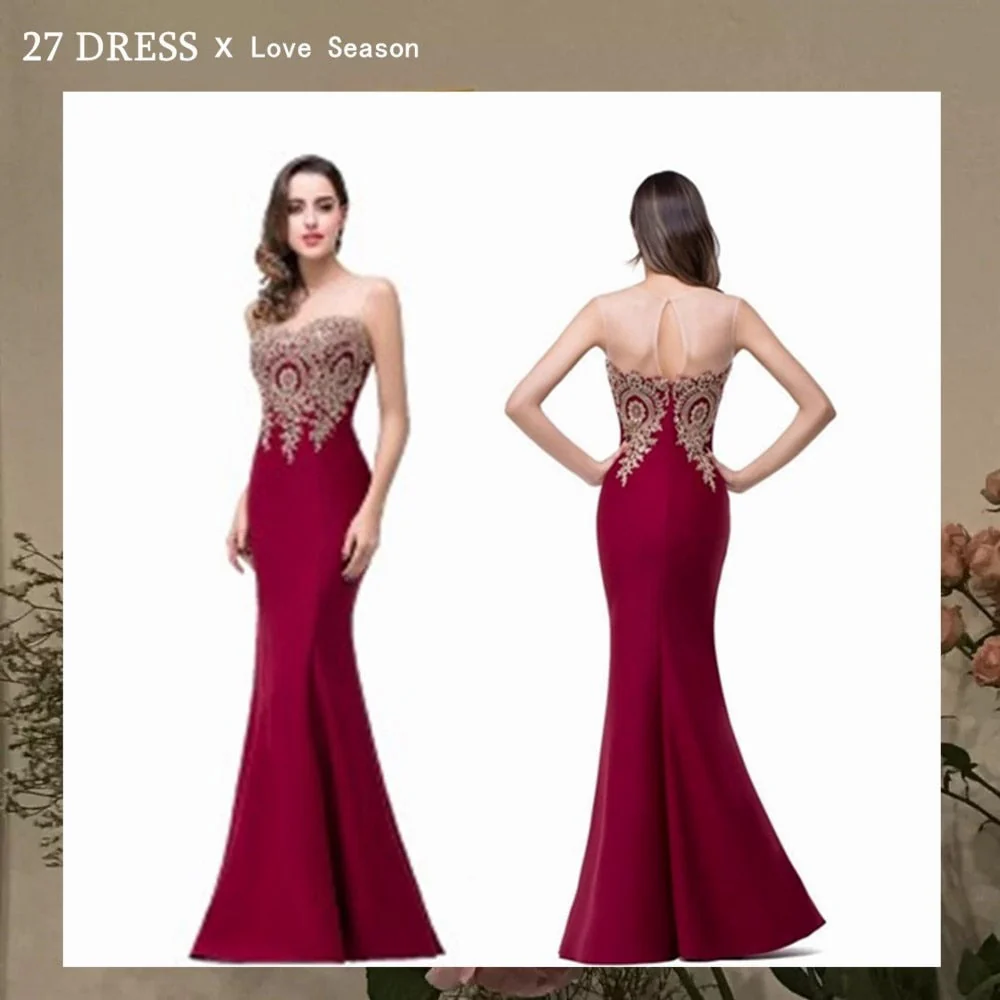 Sexy Backless Appliques Burgundy Mermaid Lace Long Prom Dresses  Royal Blue Black Evening Party Dress Vestido de Festa Longo - Deanwangkt