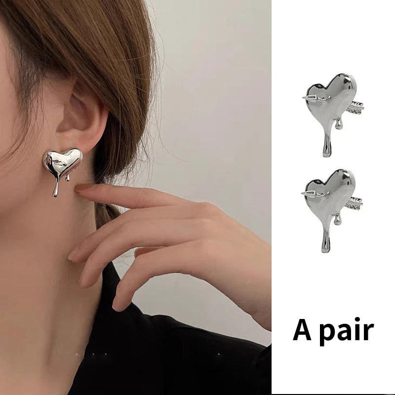 deanwangkt New Punk Style Liquid butterfly Stud Earring for Woman Cool Metal Butterfly Earrings Y2K Aesthetic Jewelry Party Gift - Deanwangkt